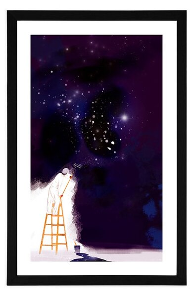 Poster cu passepartout pictorul galaxiei