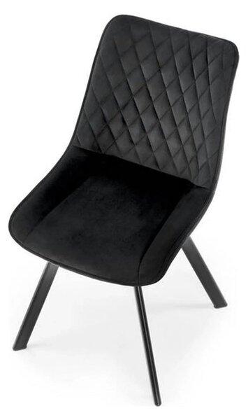 Scaun tapitat K520, negru, stofa catifelata, rotativ, 45x63x80 cm