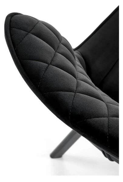 Scaun tapitat K520, negru, stofa catifelata, rotativ, 45x63x80 cm