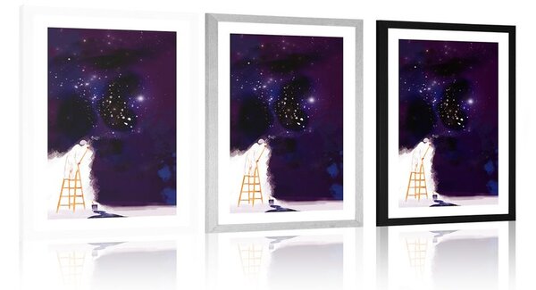 Poster cu passepartout pictorul galaxiei
