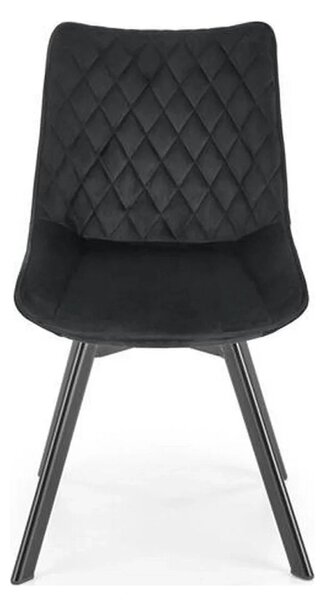 Scaun tapitat K520, negru, stofa catifelata, rotativ, 45x63x80 cm