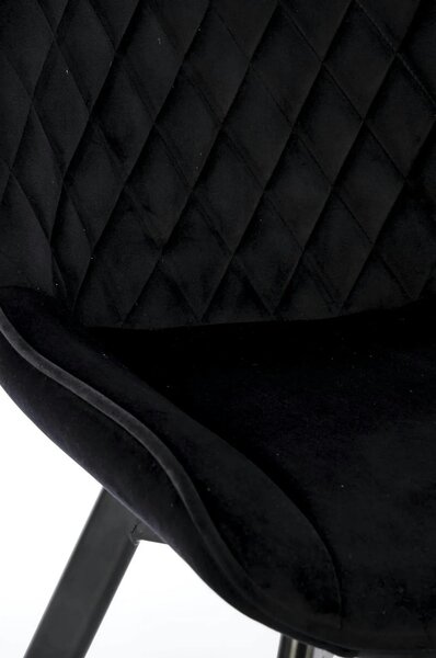 Scaun tapitat K520, negru, stofa catifelata, rotativ, 45x63x80 cm