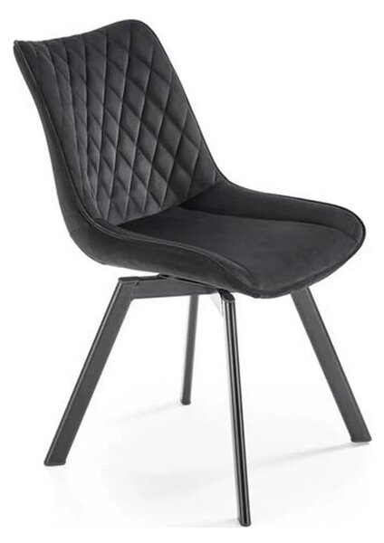 Scaun tapitat K520, negru, stofa catifelata, rotativ, 45x63x80 cm