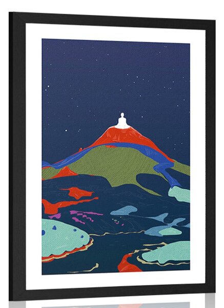 Poster cu passepartout Buddha meditație pe vârf