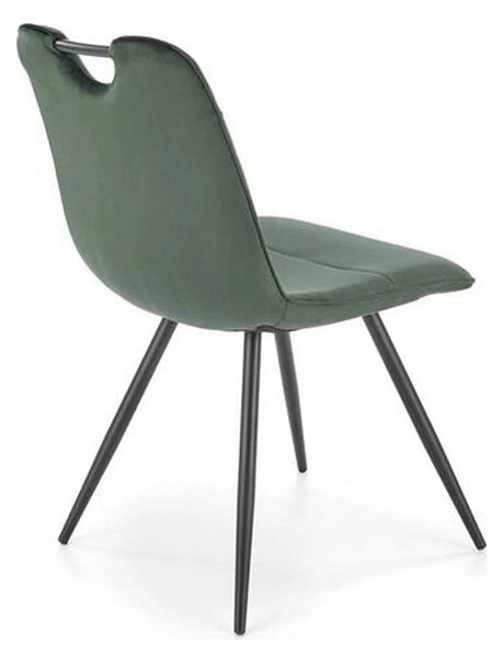 Scaun tapitat K521, verde/negru, stofa catifelata, 46x58x83 cm