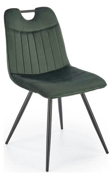 Scaun tapitat K521, verde/negru, stofa catifelata, 46x58x83 cm