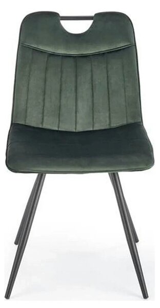 Scaun tapitat K521, verde/negru, stofa catifelata, 46x58x83 cm