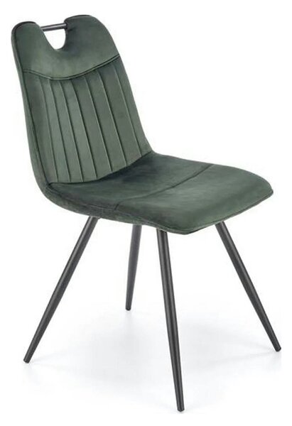 Scaun tapitat K521, verde/negru, stofa catifelata, 46x58x83 cm
