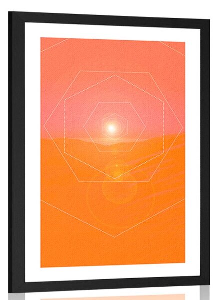 Poster cu passepartout abstracție hexagonală