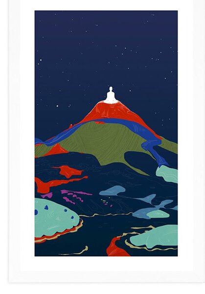 Poster cu passepartout Buddha meditație pe vârf
