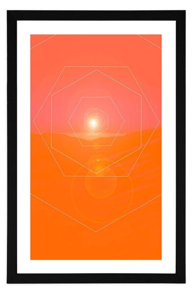 Poster cu passepartout abstracție hexagonală