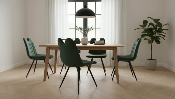 Scaun tapitat K521, verde/negru, stofa catifelata, 46x58x83 cm
