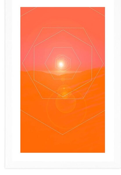 Poster cu passepartout abstracție hexagonală