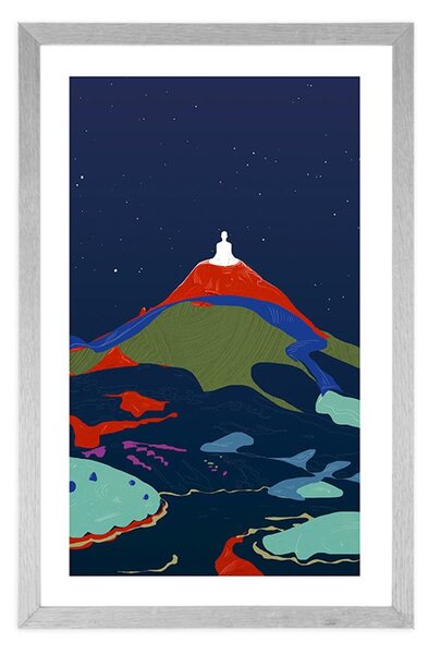 Poster cu passepartout Buddha meditație pe vârf