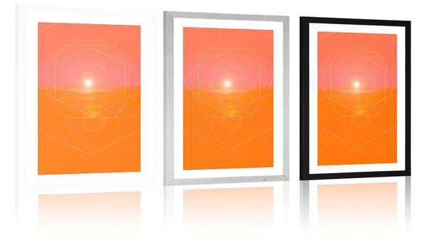 Poster cu passepartout abstracție hexagonală