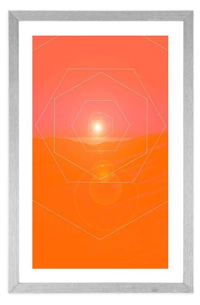 Poster cu passepartout abstracție hexagonală