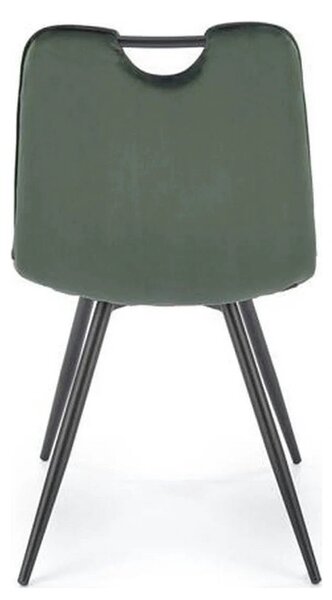 Scaun tapitat K521, verde/negru, stofa catifelata, 46x58x83 cm