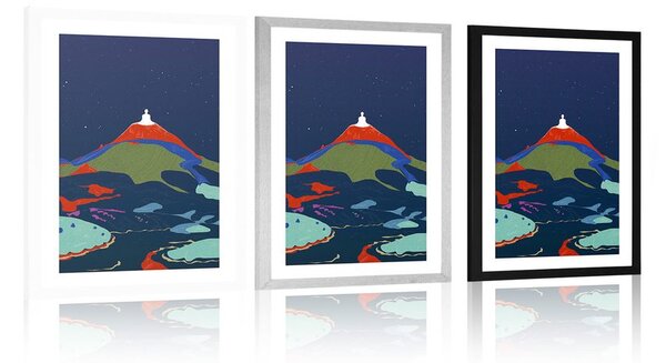 Poster cu passepartout Buddha meditație pe vârf