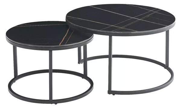 Set 2 masute cafea FERRANTE D, negru, ceramica/metal