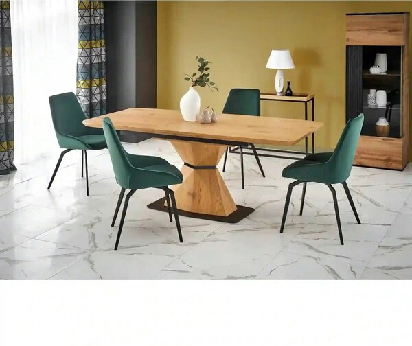 Scaun K479, verde/negru, stofa catifelata/metal, 49x60x91 cm
