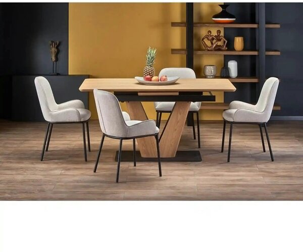 Scaun K481, alb/negru, stofa clasica/metal, 54x60x83 cm