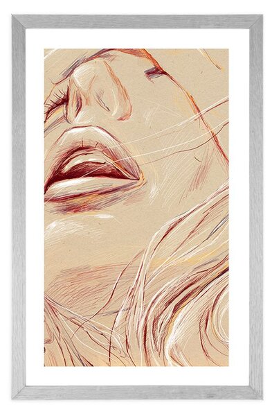 Poster cu passepartout detaliul feței feminine