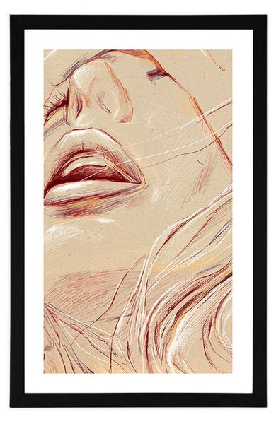 Poster cu passepartout detaliul feței feminine