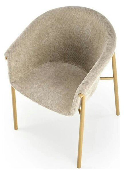 Scaun K489, bej/stejar, stofa clasica/metal, 59x56x80 cm