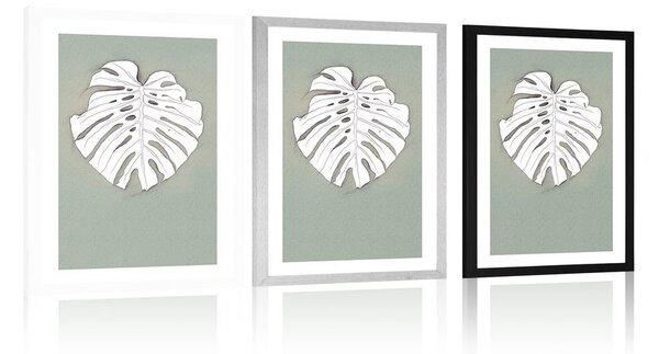 Poster cu passepartout monstru pe un fundal verde