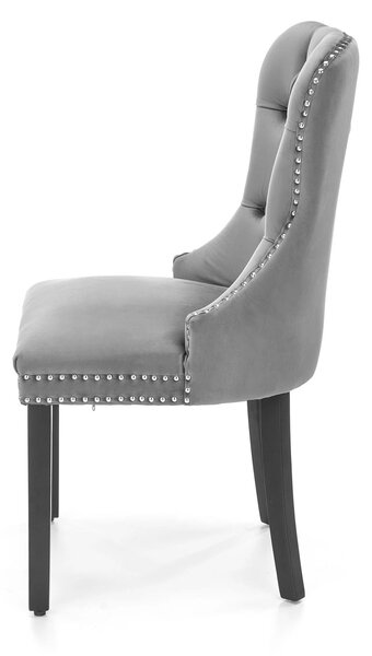 Scaun tapitat dining MIYA, gri/negru, stofa catifelata, 54x60x100 cm