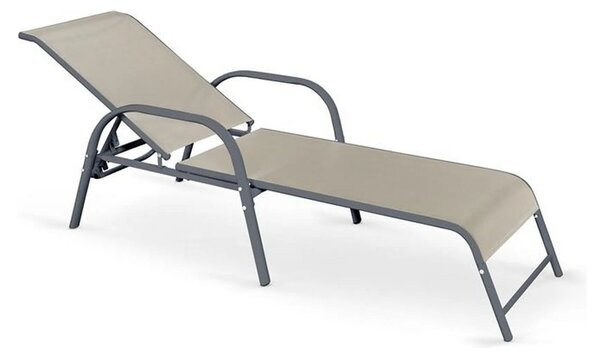 Sezlong gradina MOSLER, gri, plasa/otel, 65x193x95 cm