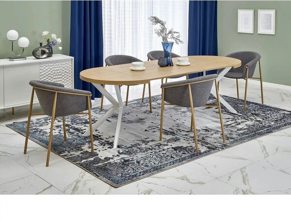 Scaun K489, gri/stejar, stofa clasica/metal, 59x56x80 cm