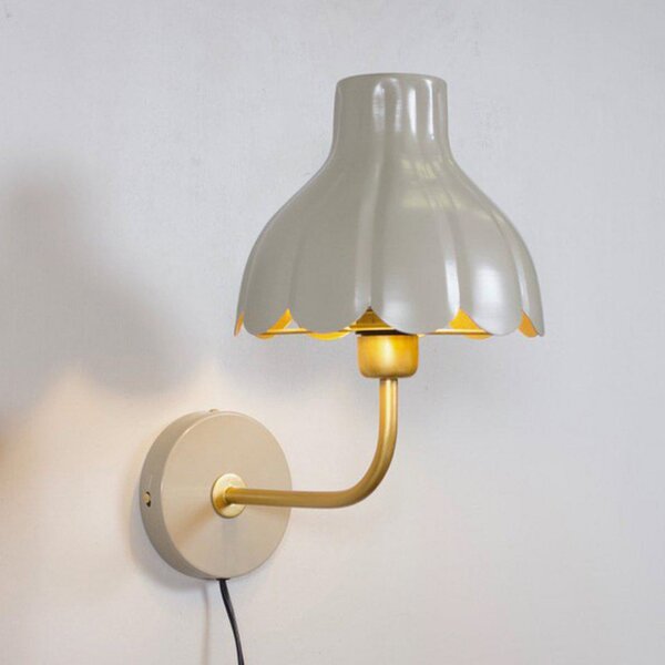 PR Home Aplică de perete Wells, bej/auriu, 21 cm, metal, Bej, Camera de zi / sufragerie, Metal