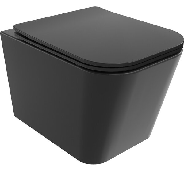 Mexen Teo, vas WC suspendat 510x345x340 mm, Rimless Tornado + scaun WC duroplast, negru mat, 30850685T