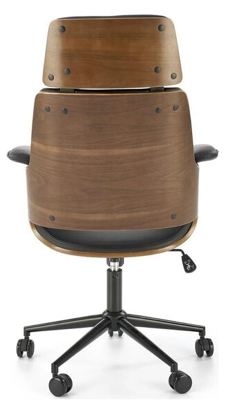 Scaun birou WEBER, negru/nuc, piele ecologica/metal, 65x65x112-122 cm