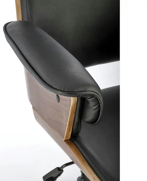 Scaun birou WEBER, negru/nuc, piele ecologica/metal, 65x65x112-122 cm
