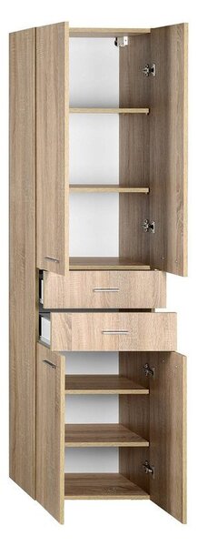 Aqualine Aqualine, dulap înalt ZOJA/KERAMIA FRESH 50x184x29cm, stejar platină, sertare, 51296