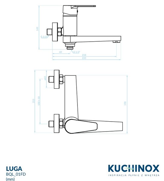 Kuchinox Luga, baterie de cadă cu pipă rotativă, cromată, LAV-BQL_01FD