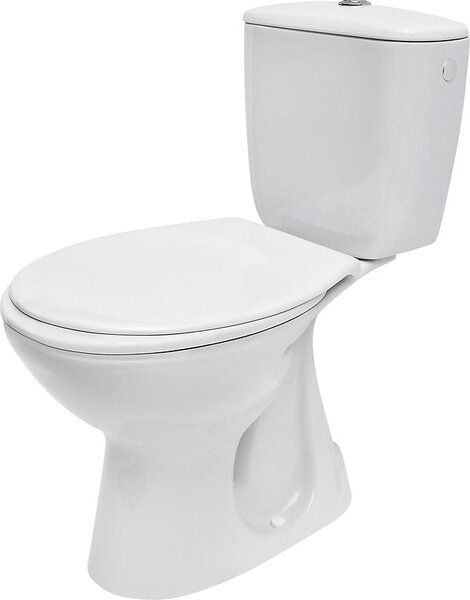 Cersanit President, toaleta combinata cu flux 3/6l, scurgere verticala + cu scaun polipropilena antibacterian, alb, K08-029