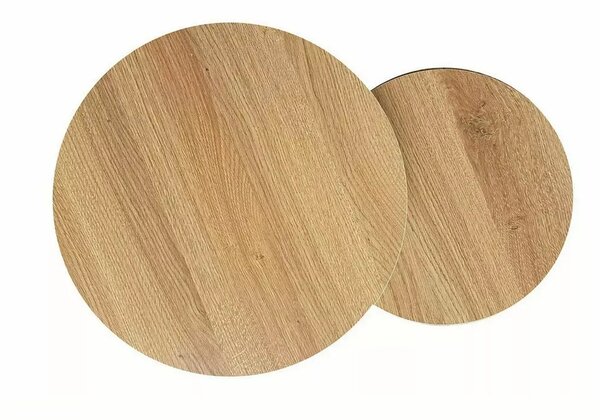 Set 2 masute cafea HOLA, stejar/negru, PAL laminat/metal