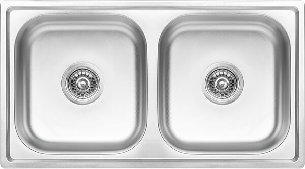 Kuchinox Standard, chiuvetă din oțel inoxidabil cu 2 compartimente 780x430x195 mm, decor canelat, oțel, LAV-SKS_320T