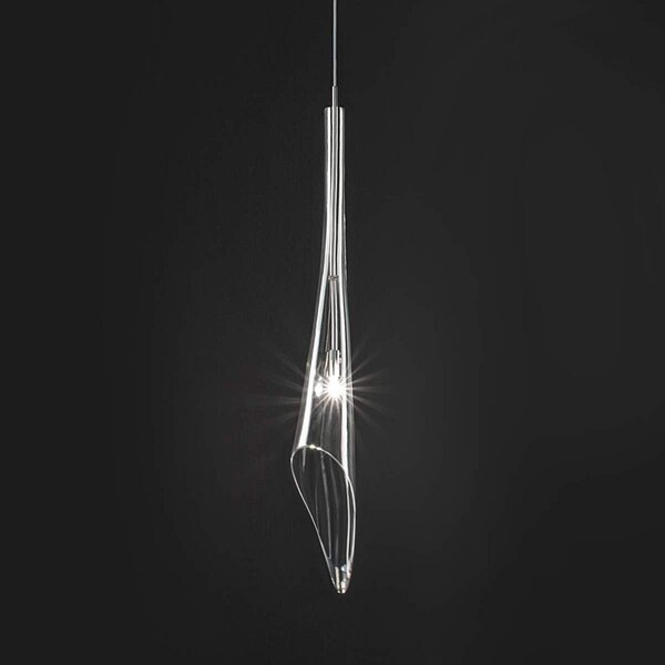 Terzani Calle - lampă suspendată filigranată, cu o singură, Transparent, Camera de zi / sufragerie, Sticlă, Design
