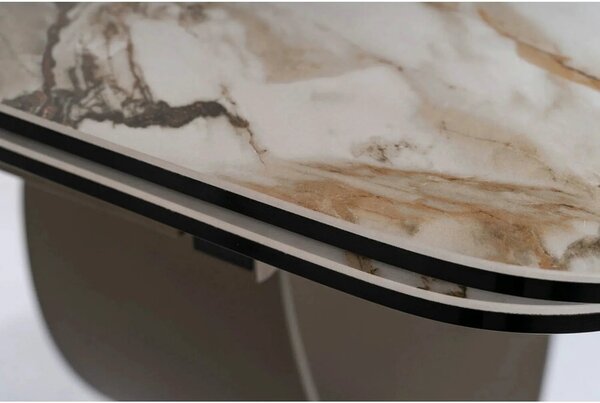 Masa extensibila INFINITY CERAMIC, alb/maro, sticla securizata/ceramic