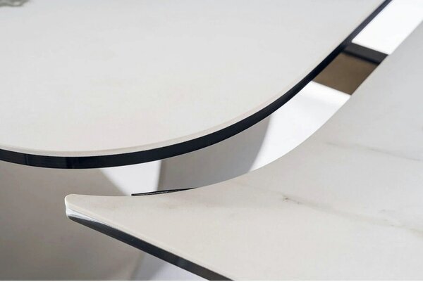 Masa extensibila INFINITY CERAMIC, alb/maro, sticla securizata/ceramic