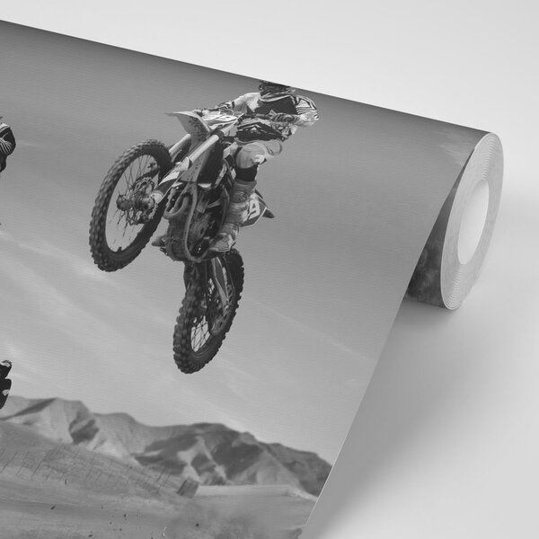 Fototapet motocicliști în design alb-negru