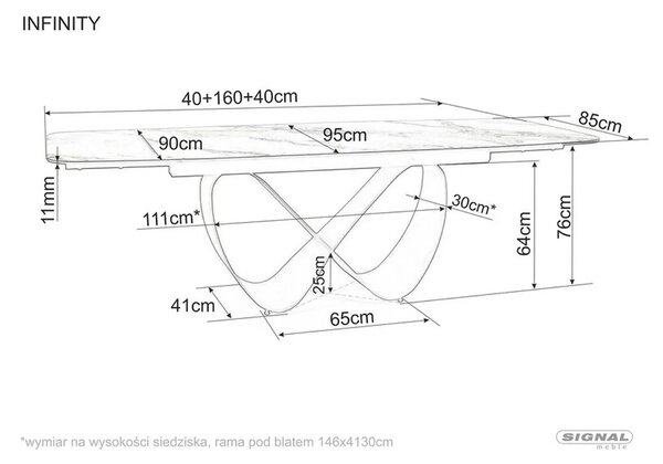 Masa extensibila INFINITY CERAMIC, alb/maro, sticla securizata/ceramic