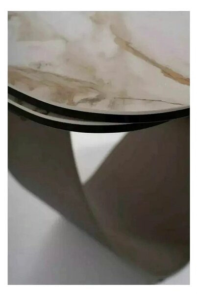 Masa extensibila INFINITY CERAMIC, alb/maro, sticla securizata/ceramic