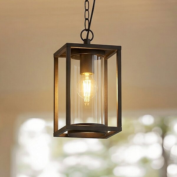 Lucande lampă suspendată de exterior Ferda, 25 cm, antracit, IP44, reglabil, Negru, Aluminiu, Modern