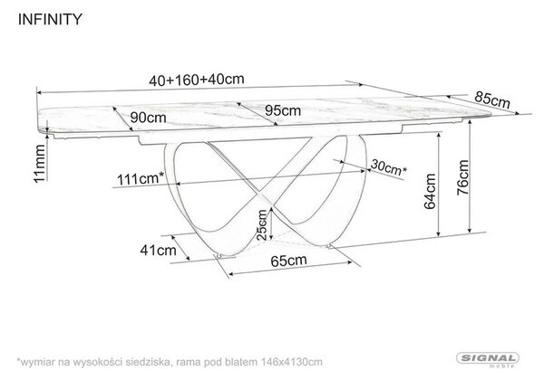 Masa extensibila INFINITY CERAMIC, negru, sticla securizata/ceramica
