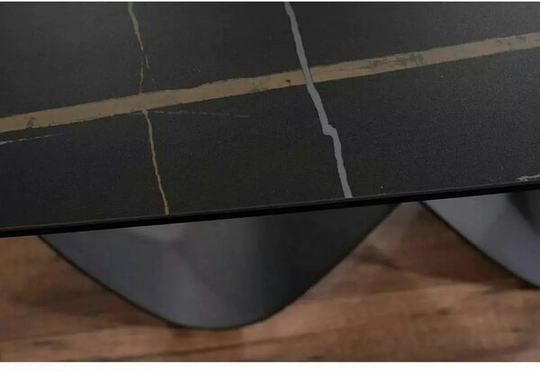 Masa extensibila INFINITY CERAMIC, negru, sticla securizata/ceramica